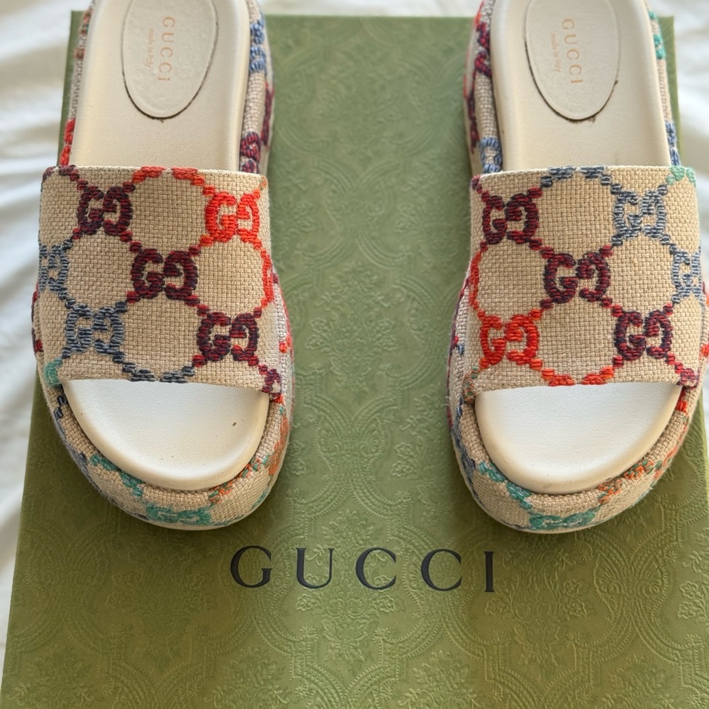 Gucci Psychedelic GG Canvas Platform Slide Sandals – Size 36.5 (US 6.5)